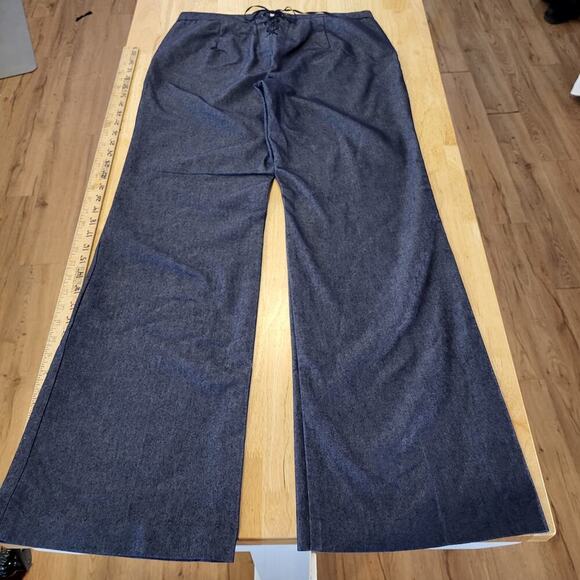 Express Stretch Blue Sailor Pants Wide Let Button Pocket 9/10 Denim 30" Waist - Picture 2 of 12